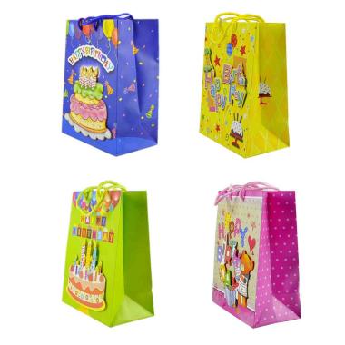 Busta Regalo cm.18x10x23 Happy Birthday 3D 4 Colori |M2 Store