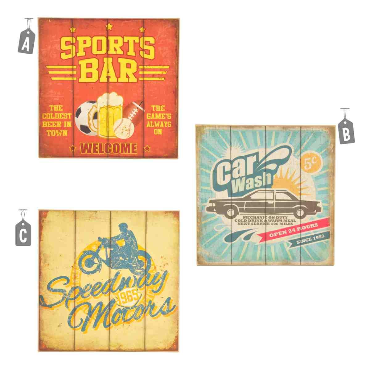 Quadro Legno MDF cm.30X30 3 Soggetti Assortiti | M2 Store