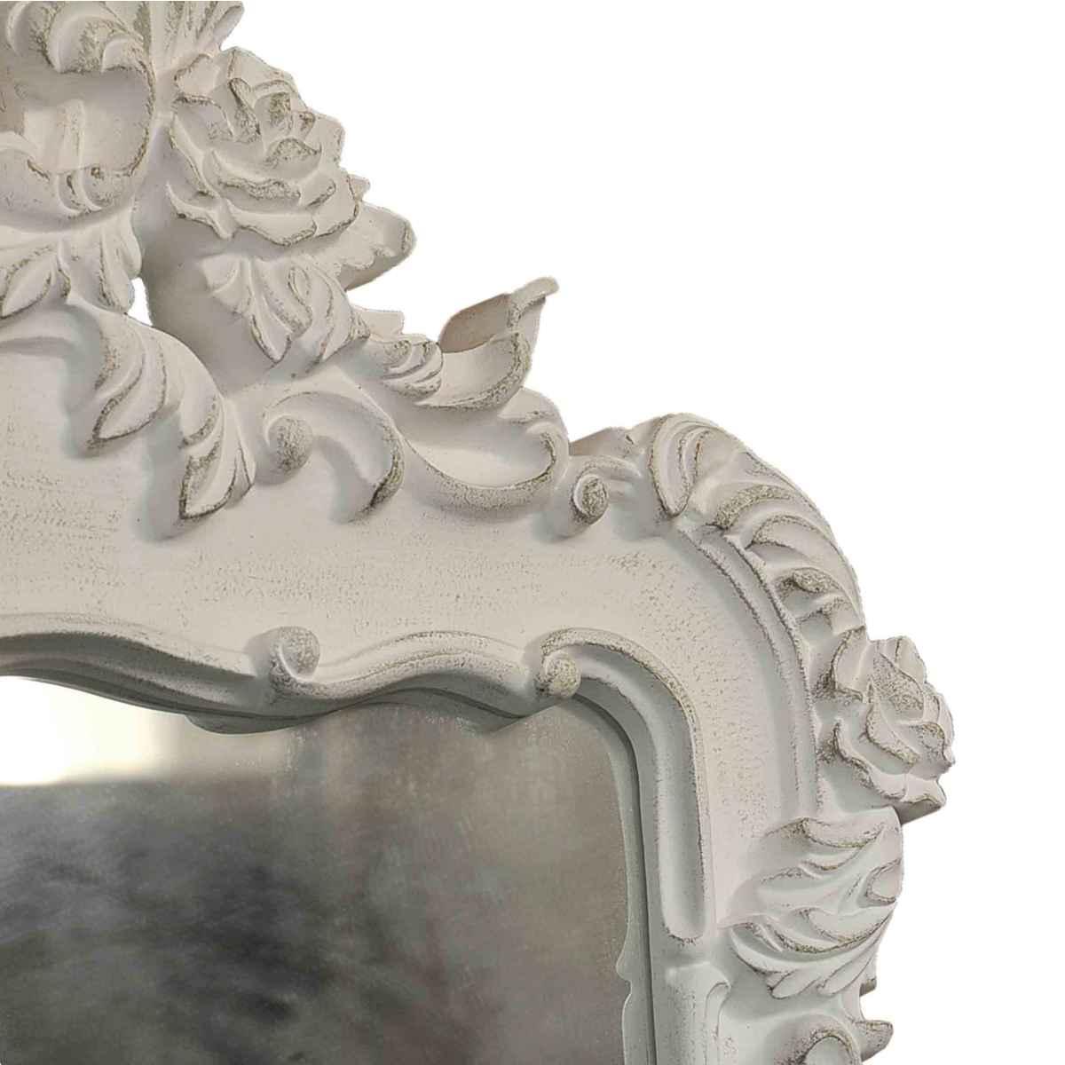 Specchio Da Muro Legno 63x5,3x100 Bianco Ricamo |Mauro Ferretti