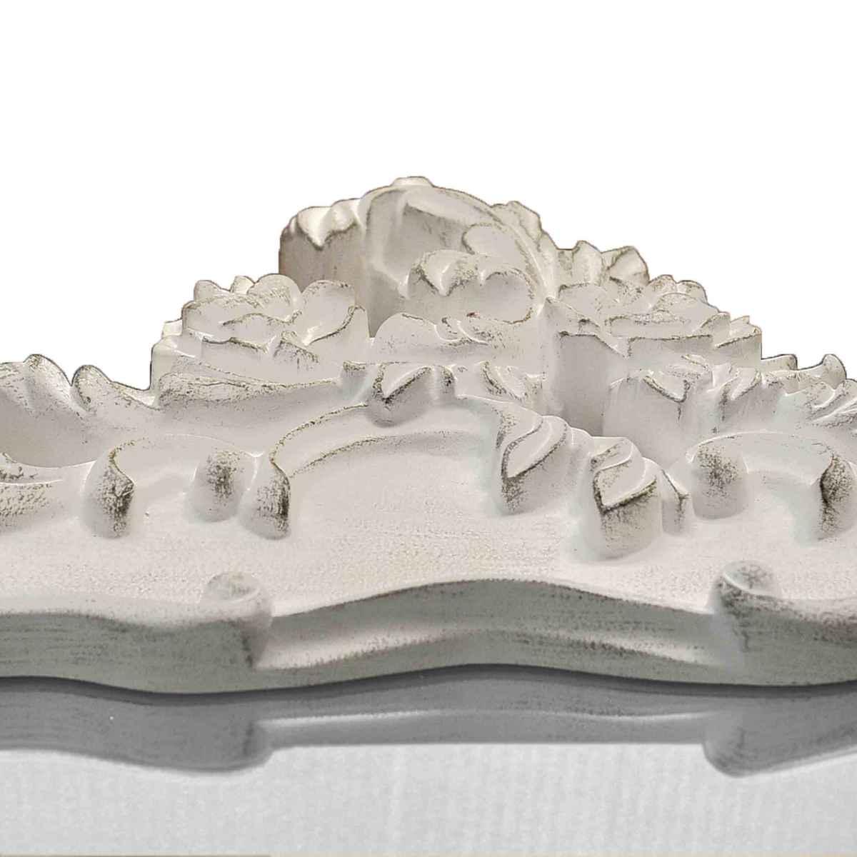 Specchio Da Muro Legno 63x5,3x100 Bianco Ricamo |Mauro Ferretti