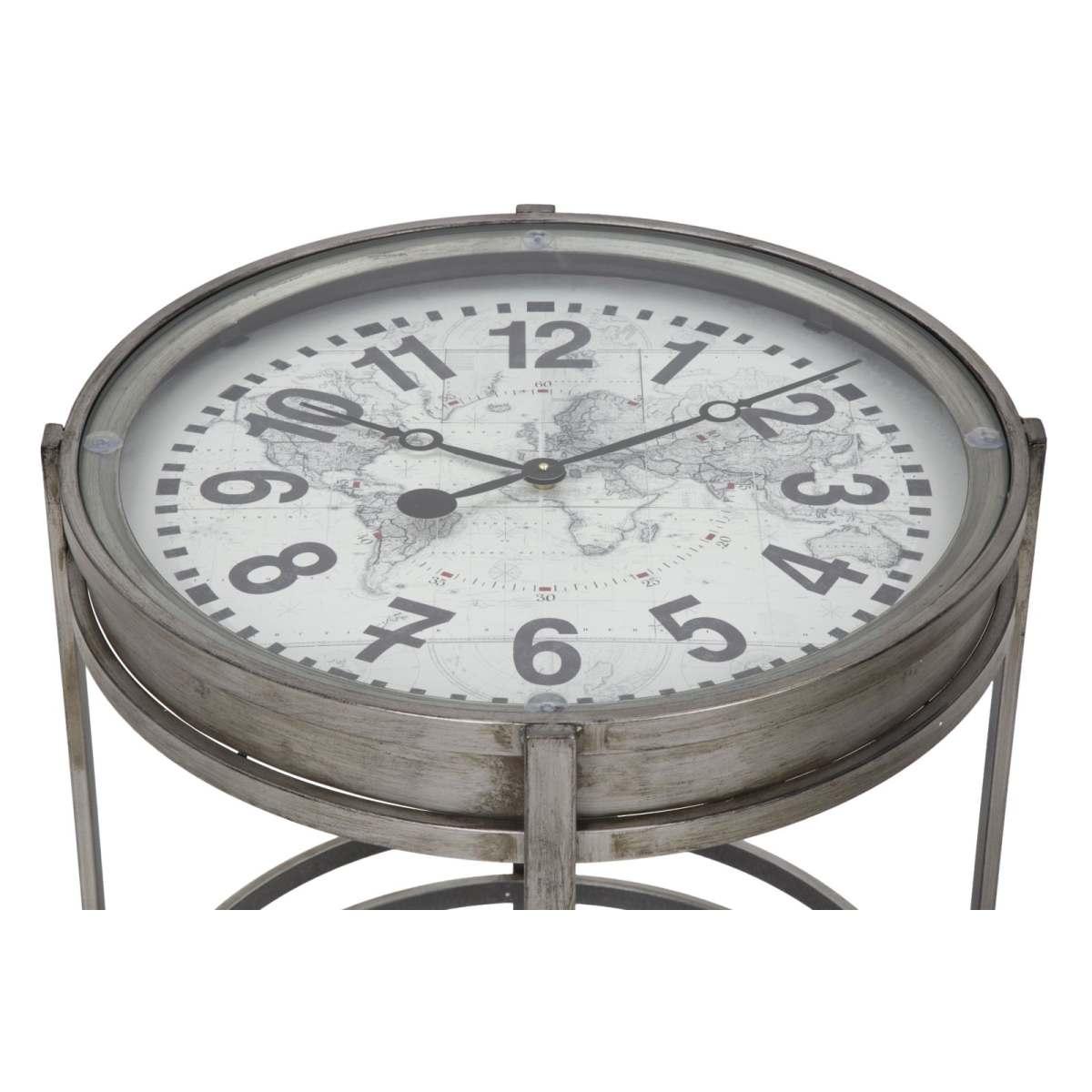 Tavolo Mondo Metallo Con Orologio cm.Ø42xh54 |Mauro Ferretti