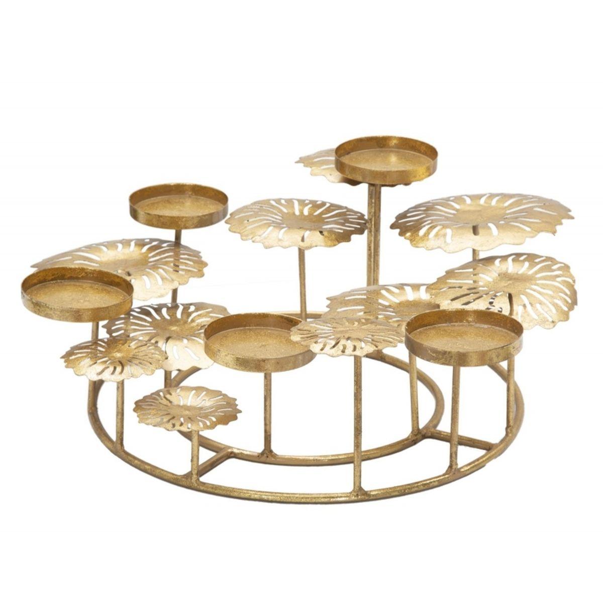 Portacandela 5 Posto Natale Metallo Oro cm.37,5x33,5xh15 |Mauro Ferretti