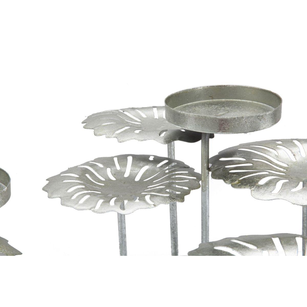 Portacandela 5 Posto Natale Metallo Aregento cm.37,5x33,5xh15 |Mauro Ferretti