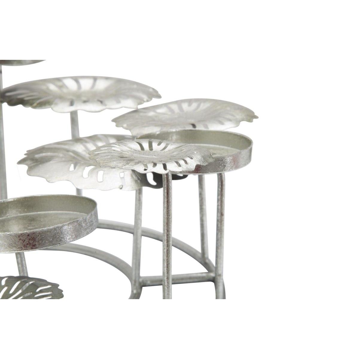 Portacandela 5 Posto Natale Metallo Aregento cm.37,5x33,5xh15 |Mauro Ferretti