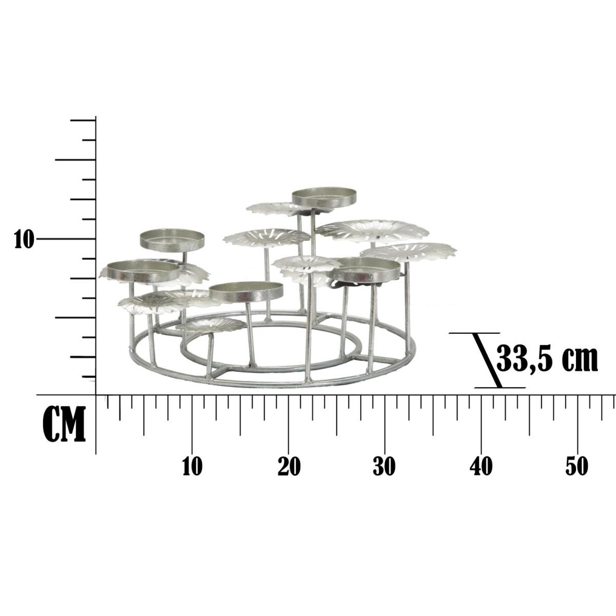 Portacandela 5 Posto Natale Metallo Aregento cm.37,5x33,5xh15 |Mauro Ferretti