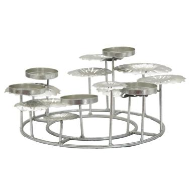 Portacandela 5 Posto Natale Metallo Aregento cm.37,5x33,5xh15 |Mauro Ferretti