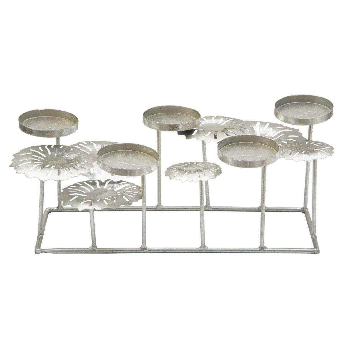 Portacandela 5 Posto Natale Metallo Aregento cm.41x20xh15 |Mauro Ferretti