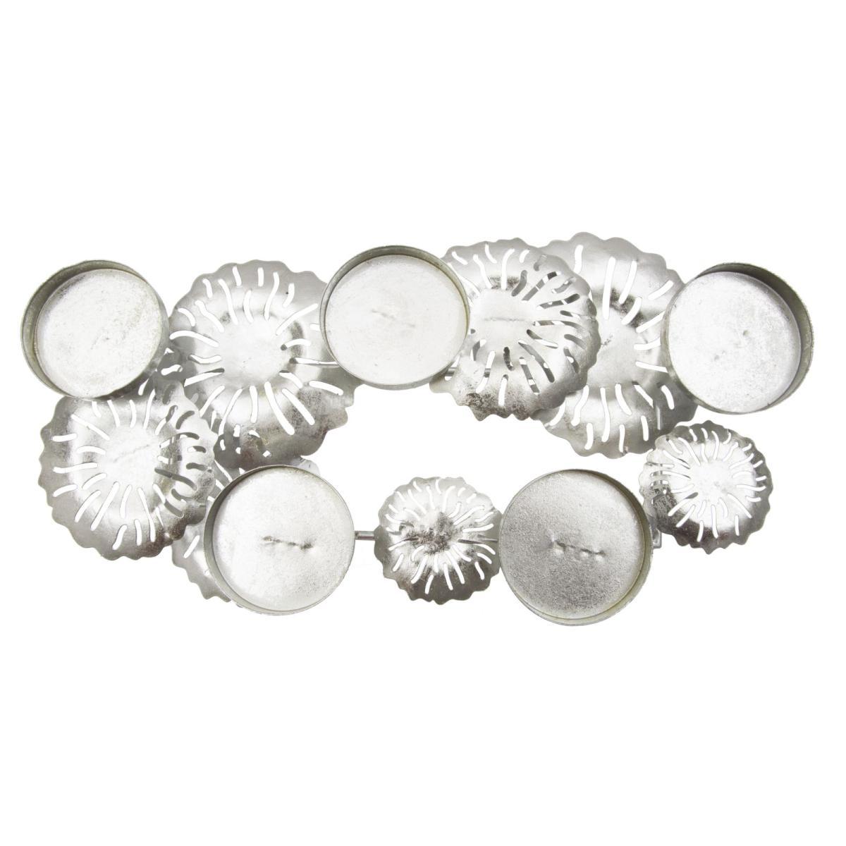 Portacandela 5 Posto Natale Metallo Aregento cm.41x20xh15 |Mauro Ferretti