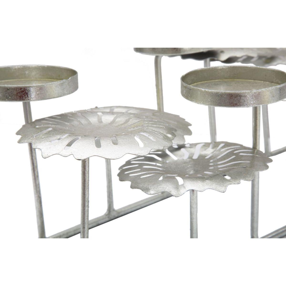 Portacandela 5 Posto Natale Metallo Aregento cm.41x20xh15 |Mauro Ferretti