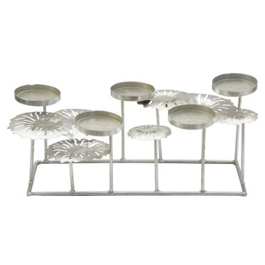 Portacandela 5 Posto Natale Metallo Aregento cm.41x20xh15 |Mauro Ferretti