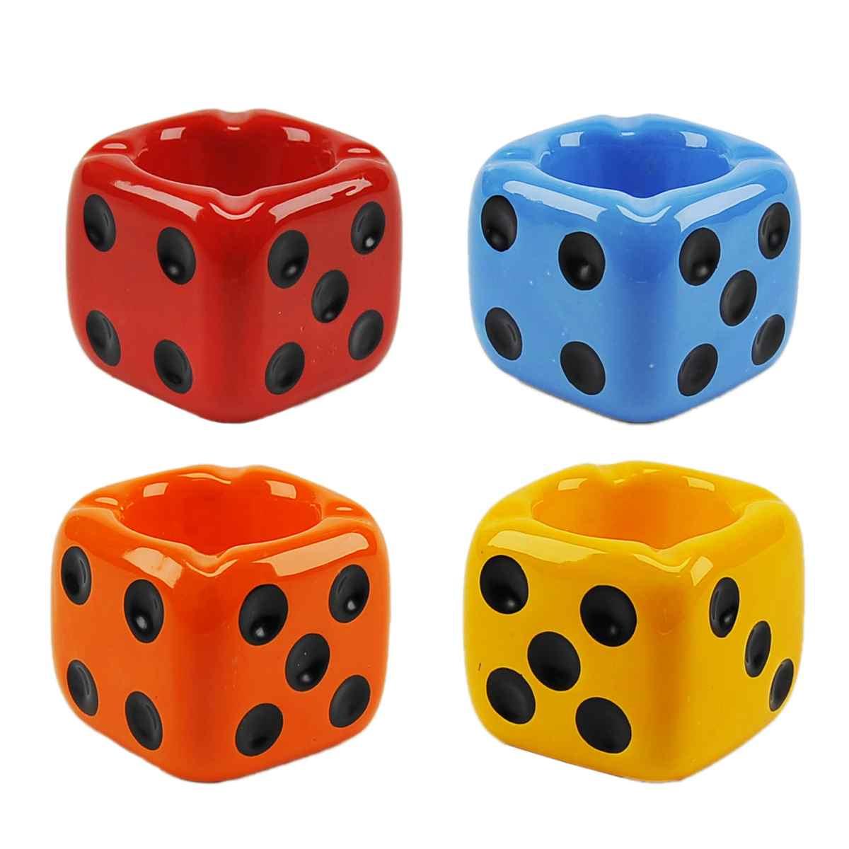 Posacenere Ceramica Dado 8,5x8,5xh7 4 Colori Assortiti | Gicos