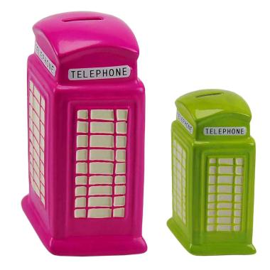 Salvadanaio Ceramica Cabina cm.19 2 Colori Assortiti | M2 Store