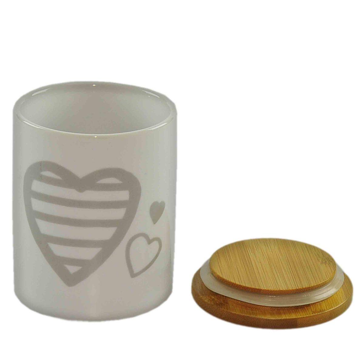 Barattoli Set pz.3 Ceramica Cuori T Legno 2 C | Gicos
