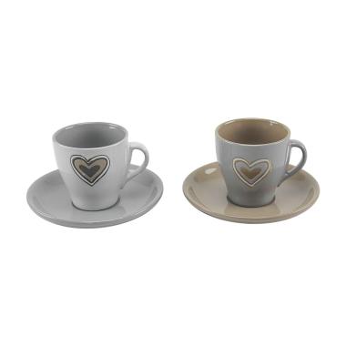 Tazzine Caffè Set pz.6 Cuore con Piattino | Gicos