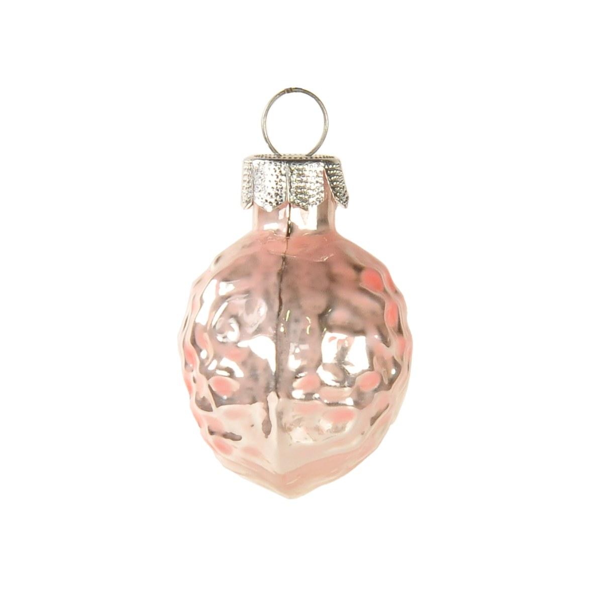 Pallina Natale Vetro cm.3 Noce Bianca/Rosa pz.10