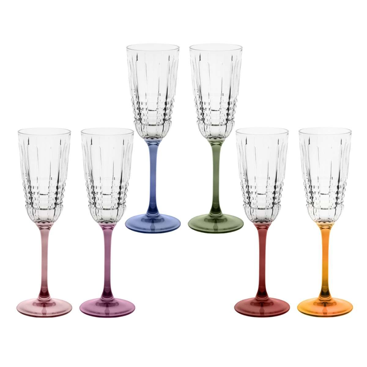 Bicchieri Vetro Set pz.6 Flute Incontro Color cl.22 | Cre.Art