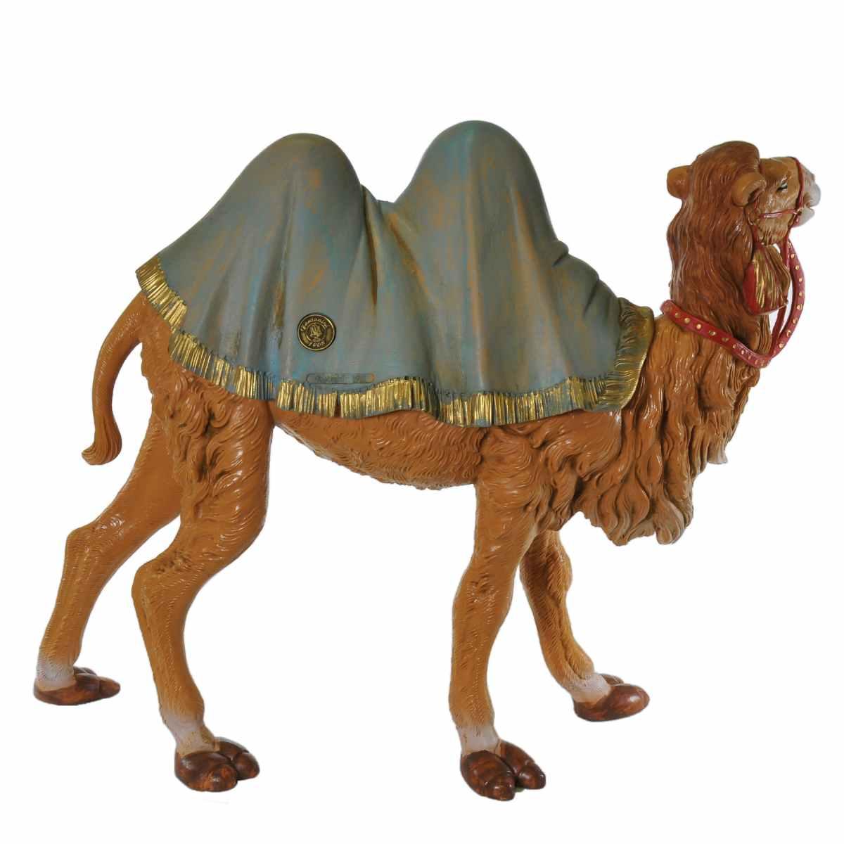 Statua presepe 30 cm cammello in piedi con coperta
