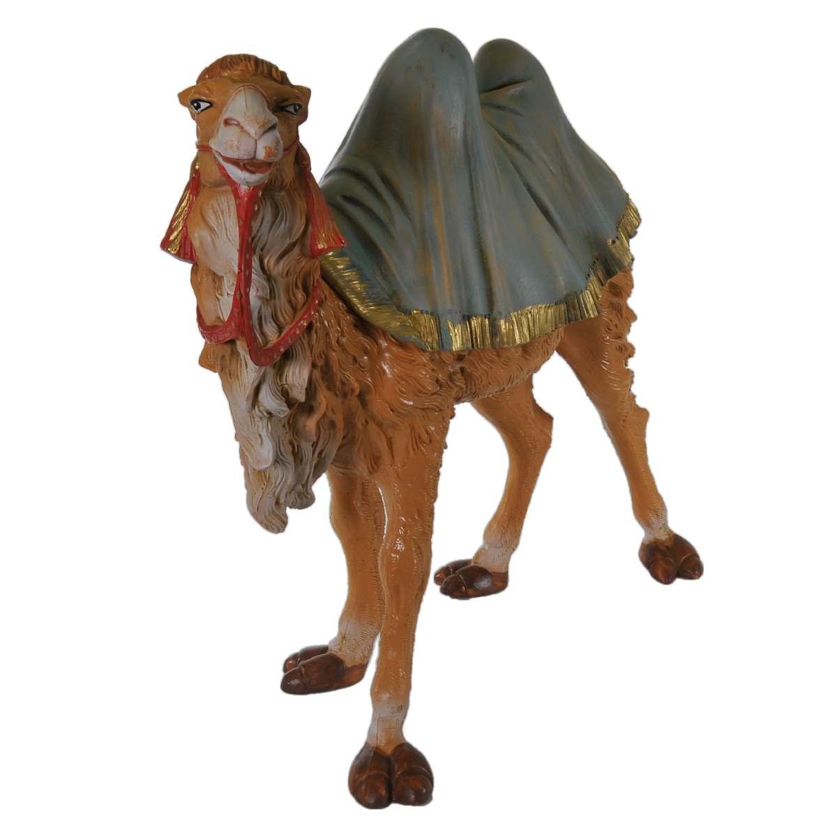 Statua presepe 30 cm cammello in piedi con coperta