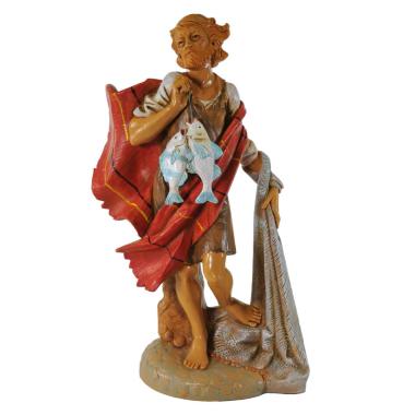 Statua cm.30 Pastore con Pesci | Fontanini