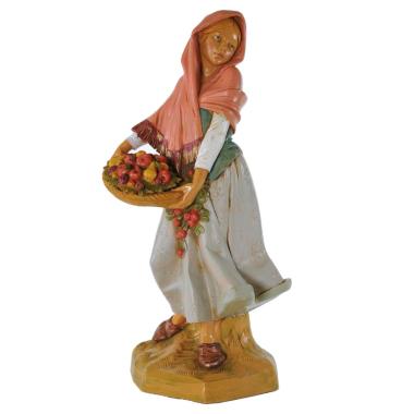 Statua cm.30 Pastorella con Cesta di Frutta | Fontanini
