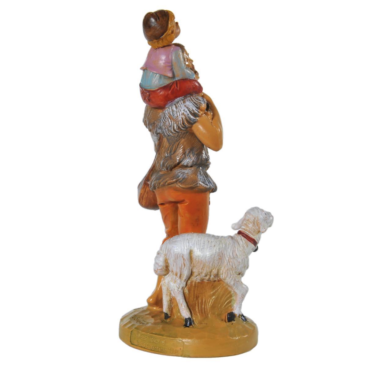 Statua cm.12 Jeshua e Adin Pastore con Bambino sulle Spalle | Fontanini