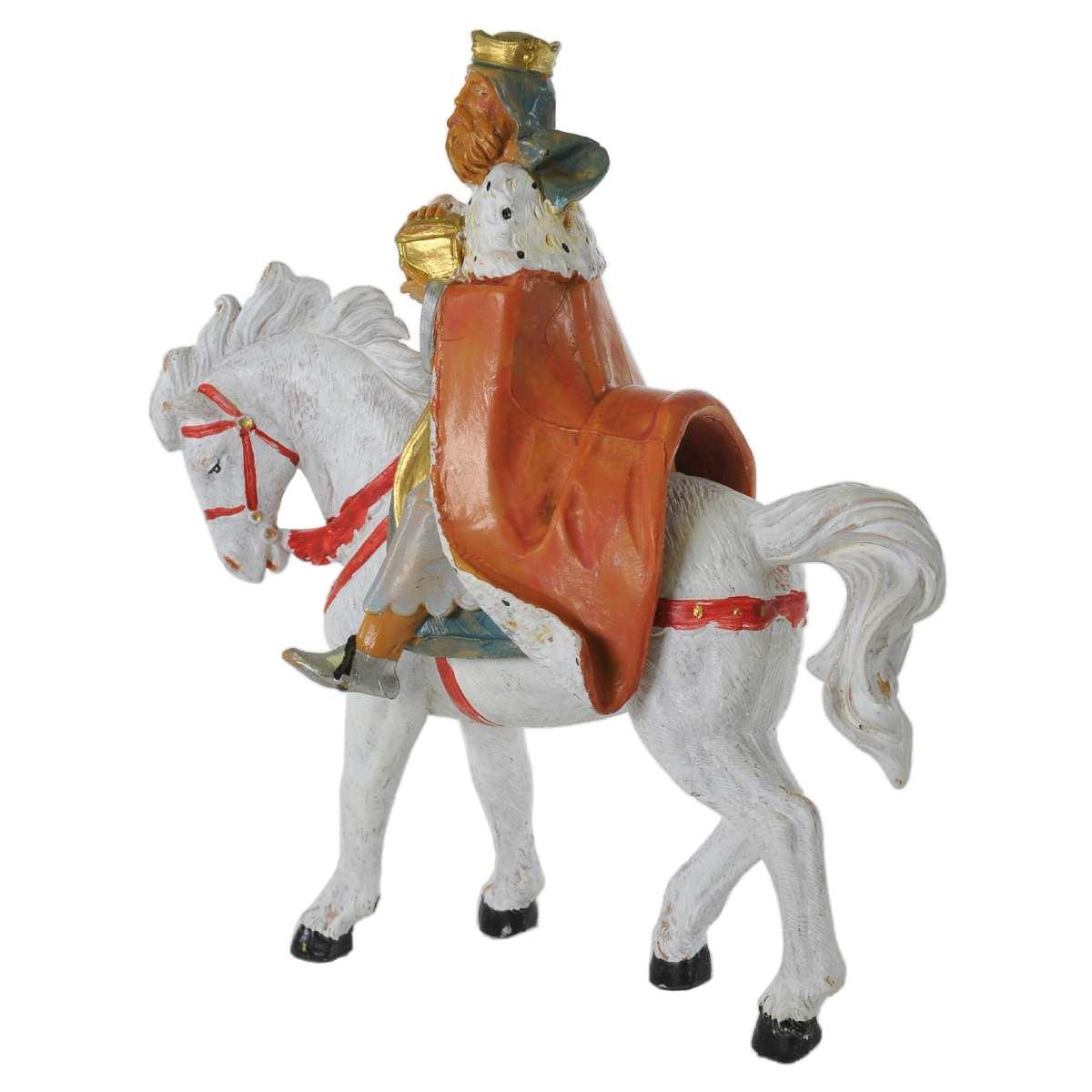 Statua presepe 12 cm re magio melchiorre con cavallo