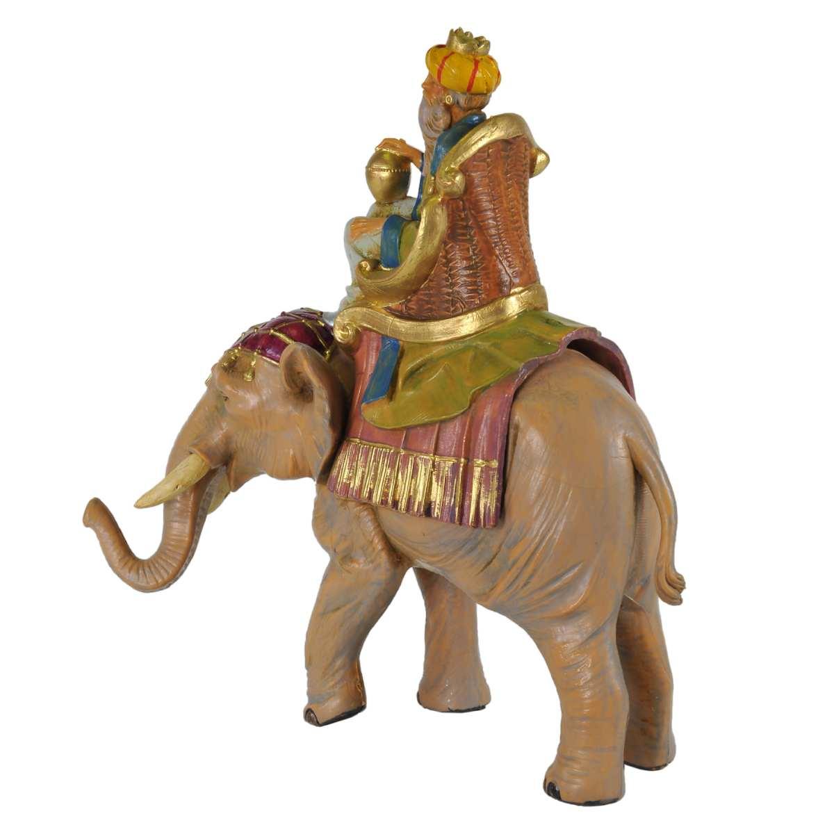 Statua cm.12 Re Magio Gaspare con Elefante cm.16x8xH17,5 | Fontanini