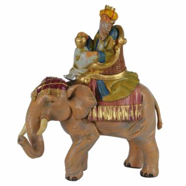 Statua cm.12 Re Magio Gaspare con Elefante cm.16x8xH17,5 | Fontanini