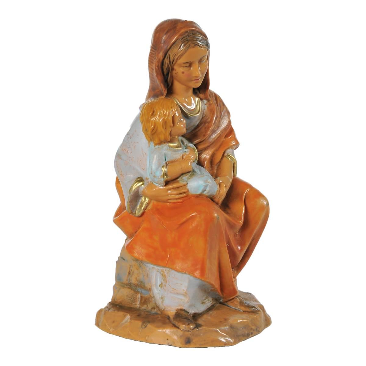 Statua cm.12 Ednah Donna Seduta con Bambino in Braccio | Fontanini