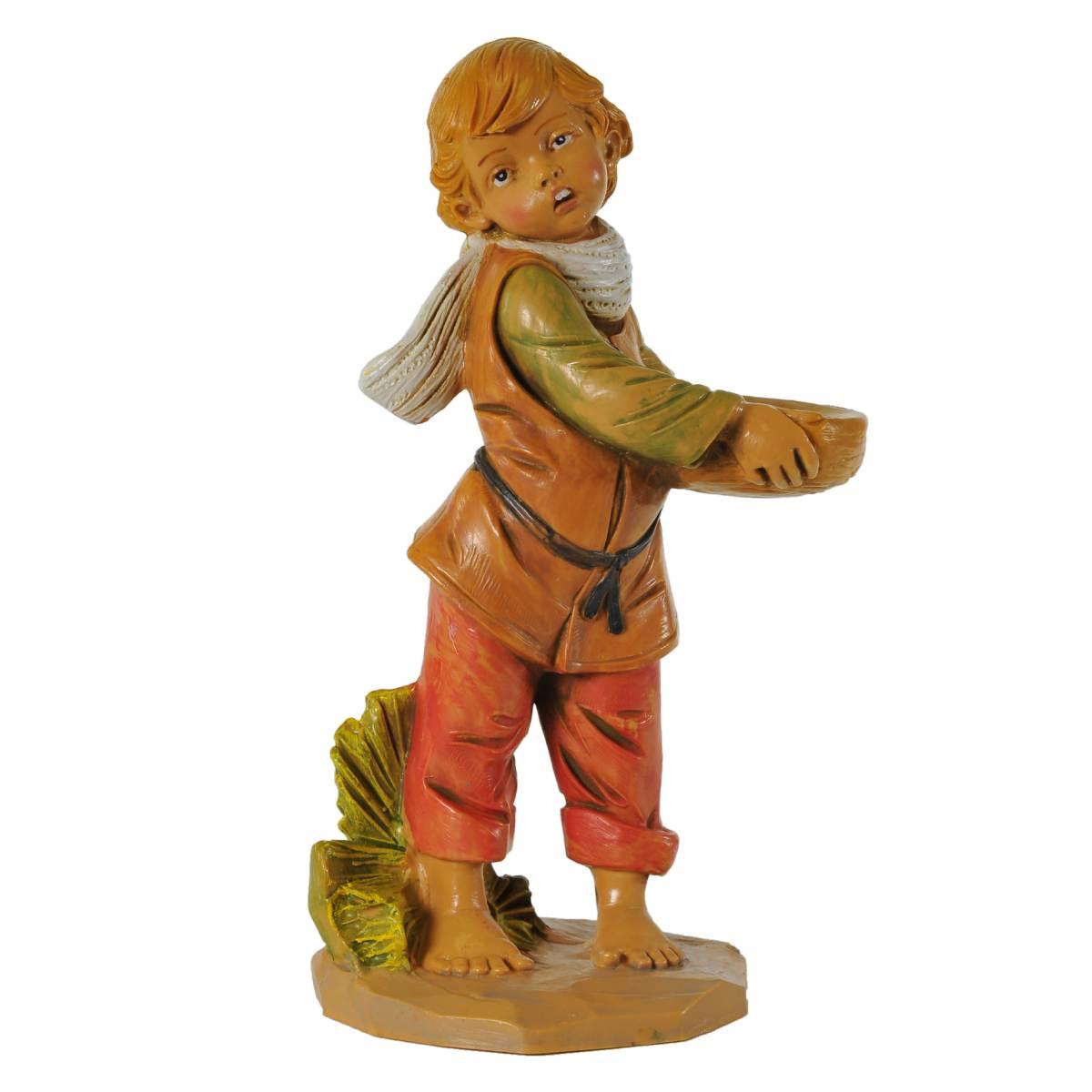 Statua presepe 30 cm pastore ragazzo con cesta