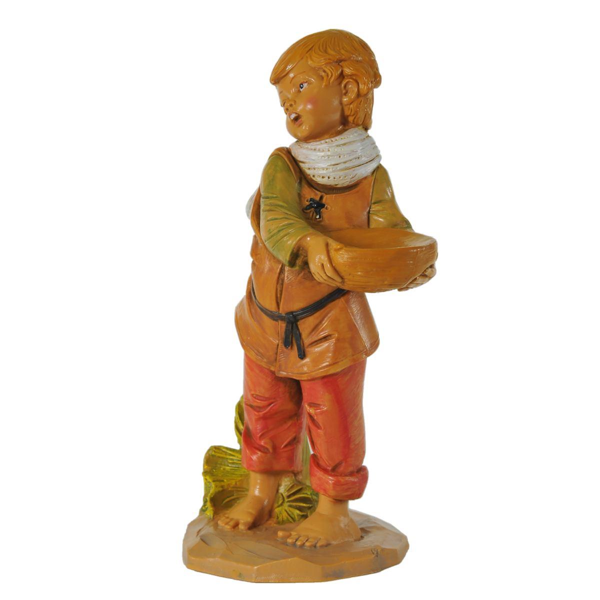 Statua presepe 30 cm pastore ragazzo con cesta
