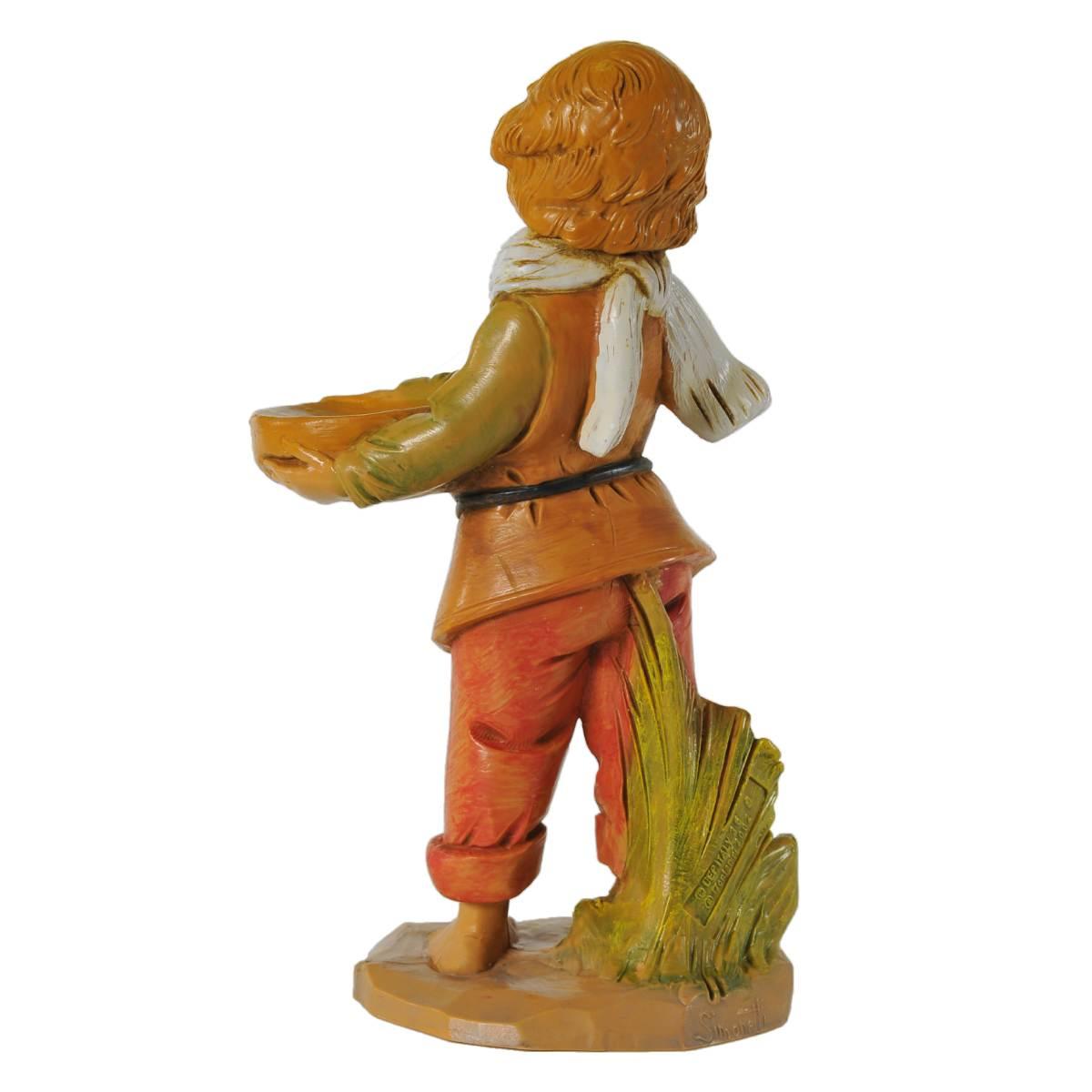 Statua presepe 30 cm pastore ragazzo con cesta