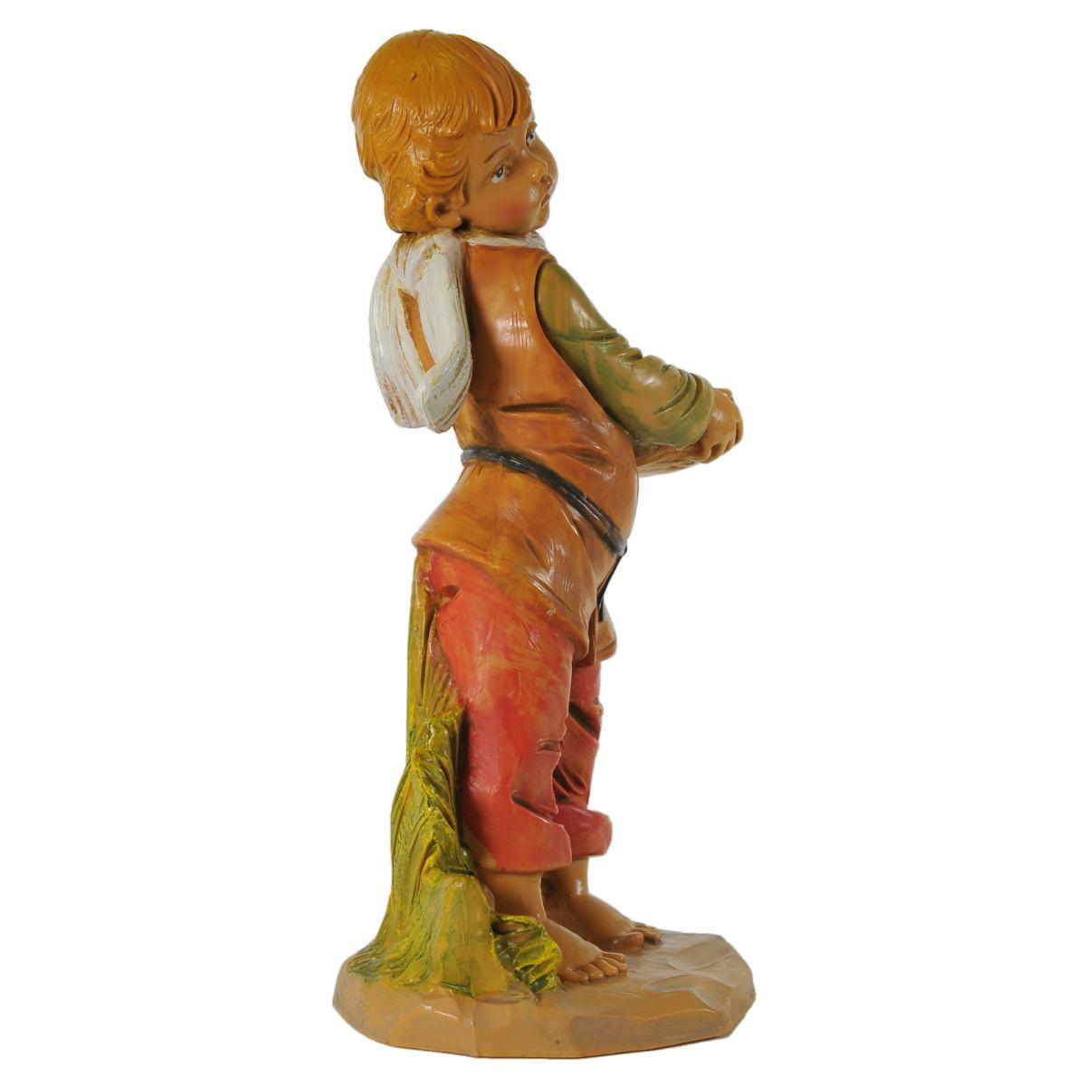 Statua presepe 30 cm pastore ragazzo con cesta