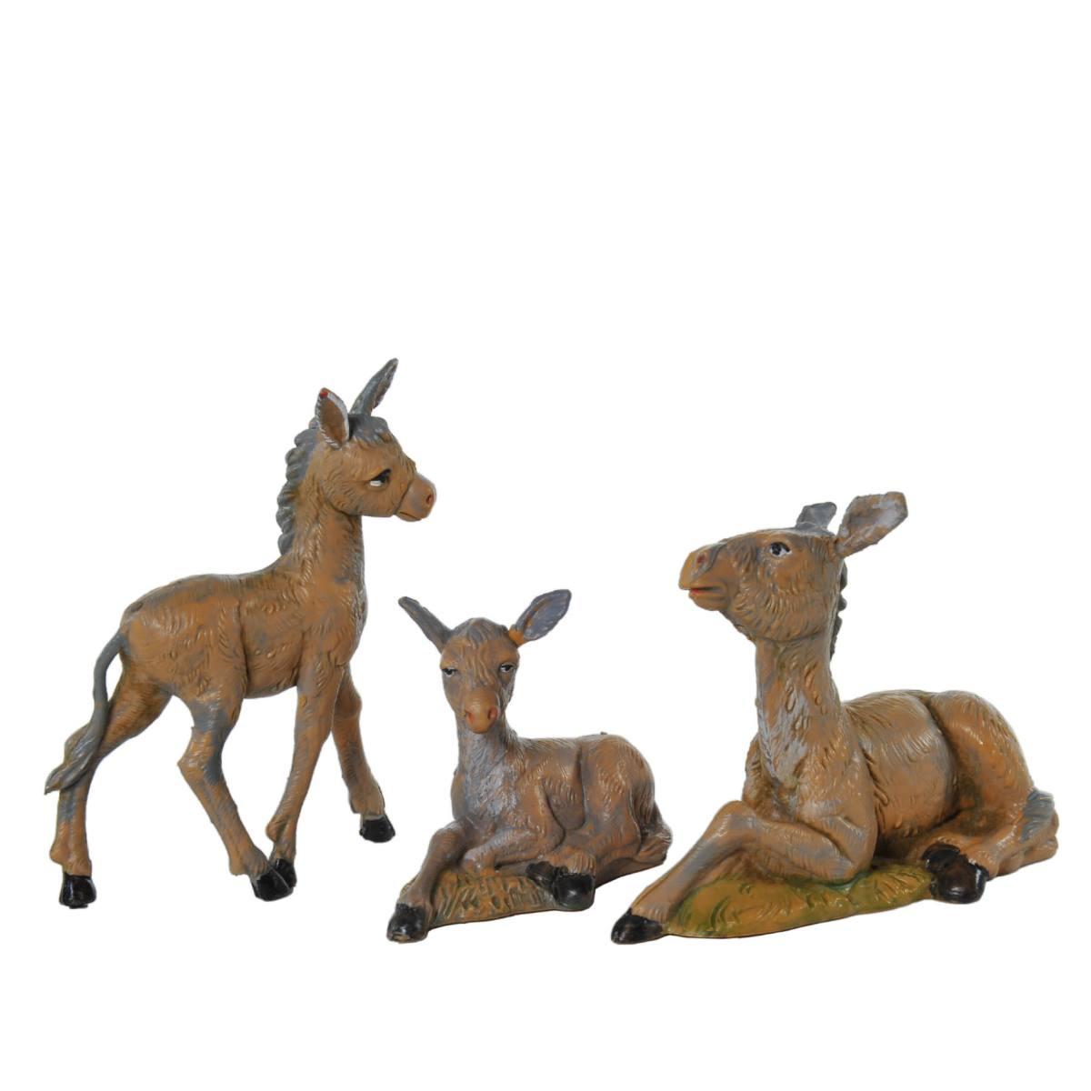 Statua cm.12 Famiglia di Asini Set pz.3 | Fontanini