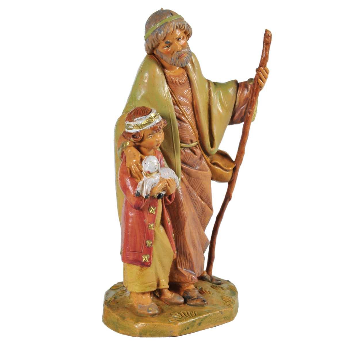 Statua cm.12 Papa e Misham Pastore con Bambino e Agnello | Fontanini