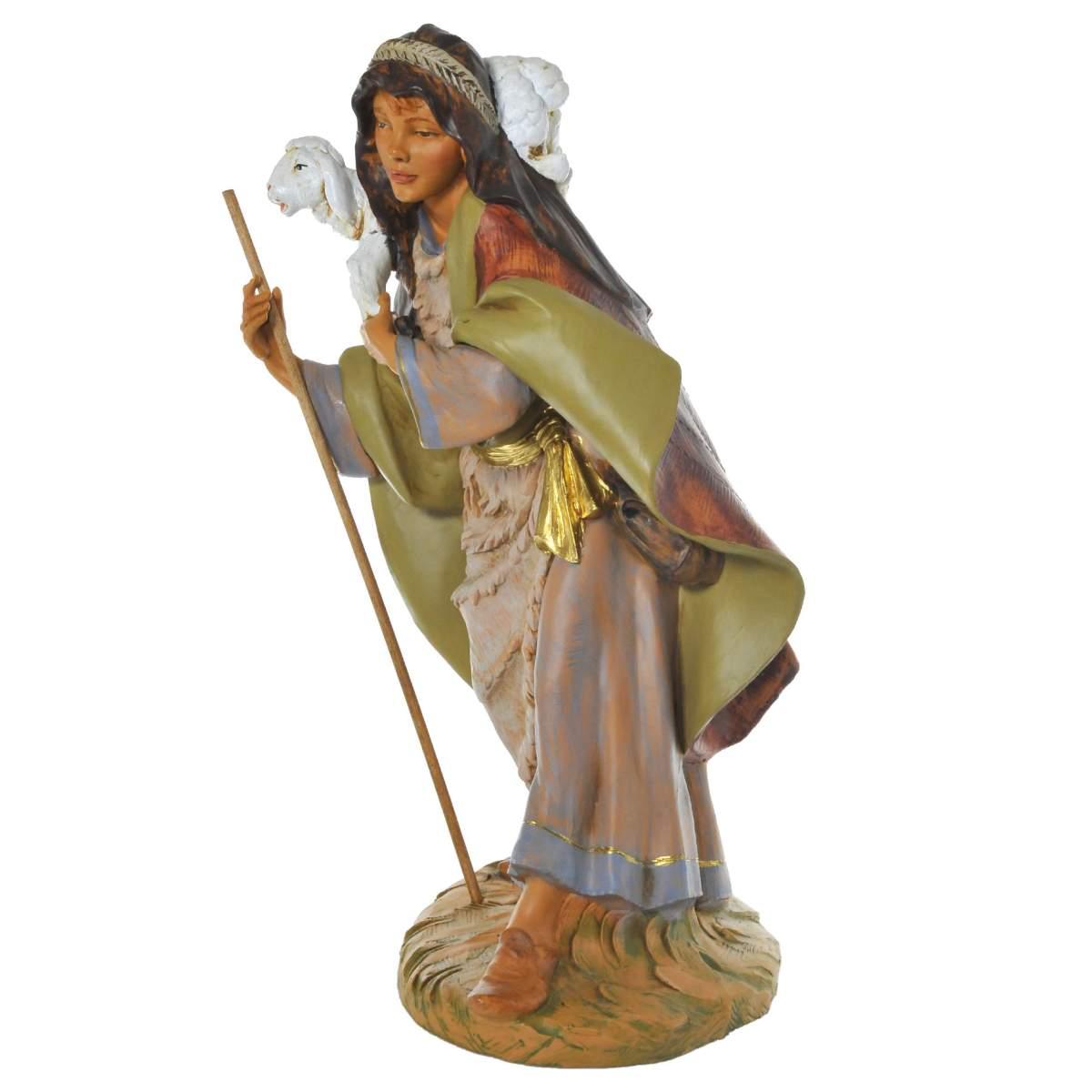 Statua cm.45 Pastore con Bastone e Pecora in Spalla | Fontanini