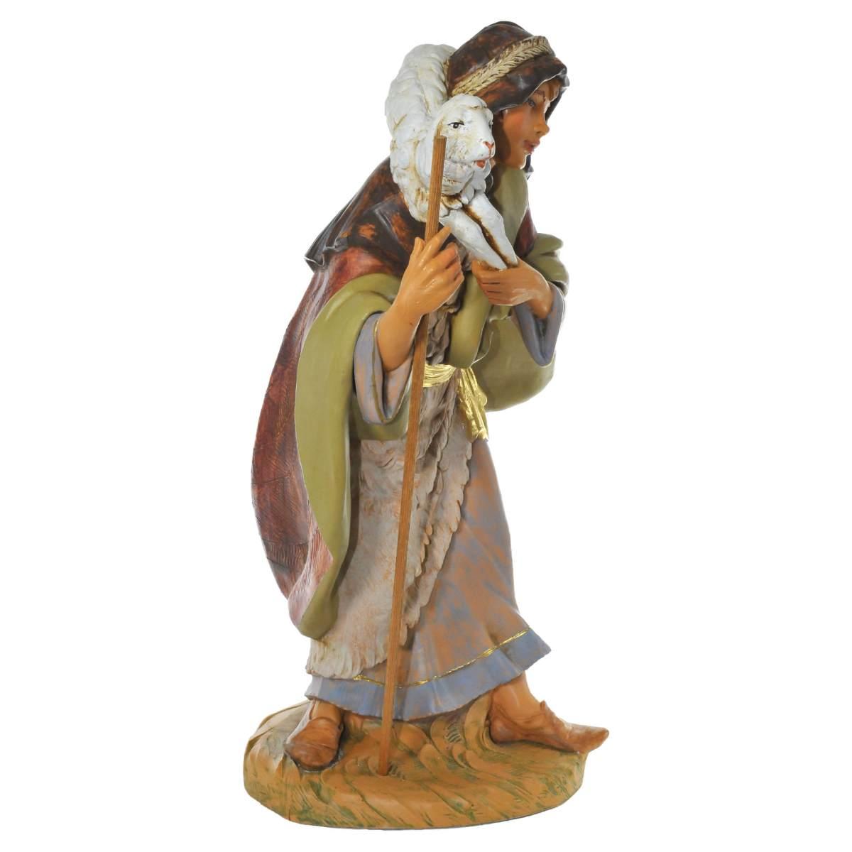 Statua cm.45 Pastore con Bastone e Pecora in Spalla | Fontanini