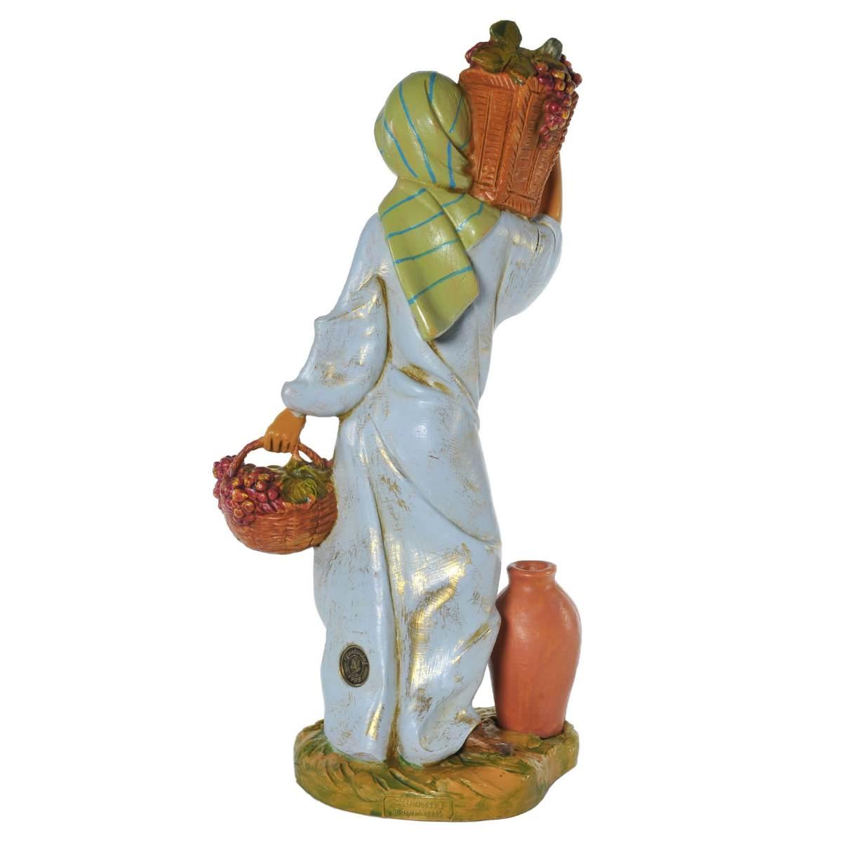 Statua cm.30 Pastorella con 2 Ceste di Frutta e Anfora | Fontanini