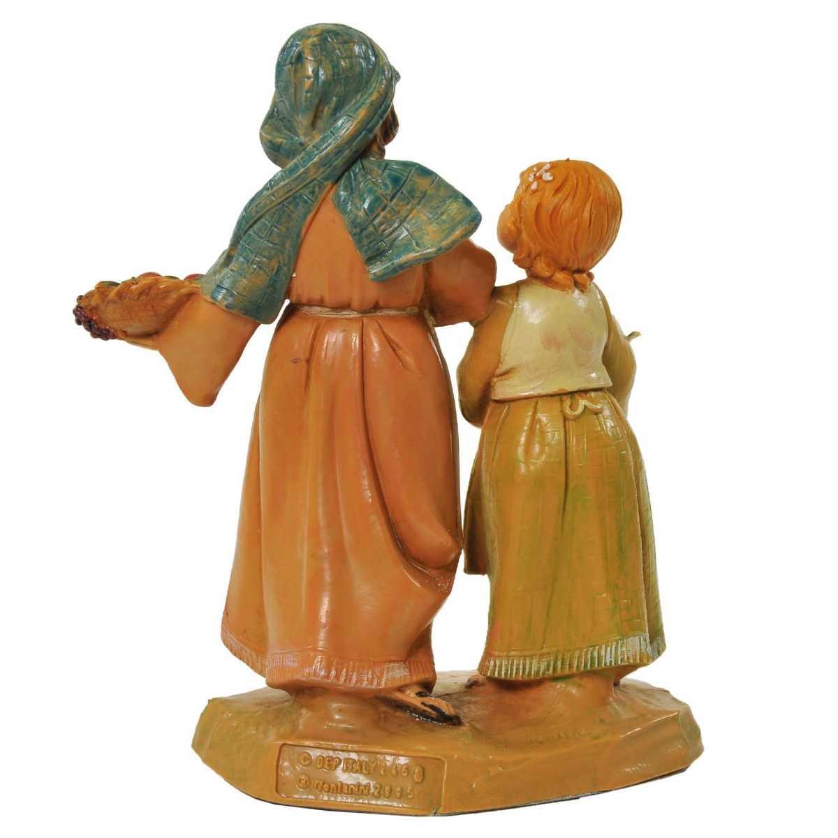 Statua cm.12 Pastorelle Ava e Lea Sorelle con Ceste di Frutta | Fontanini