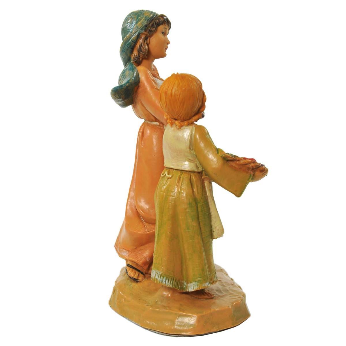 Statua cm.12 Pastorelle Ava e Lea Sorelle con Ceste di Frutta | Fontanini