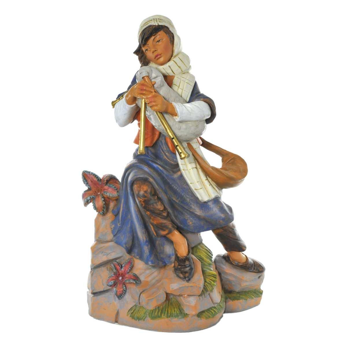 Statua cm.45 Pastore con Zampogna Seduto | Fontanini