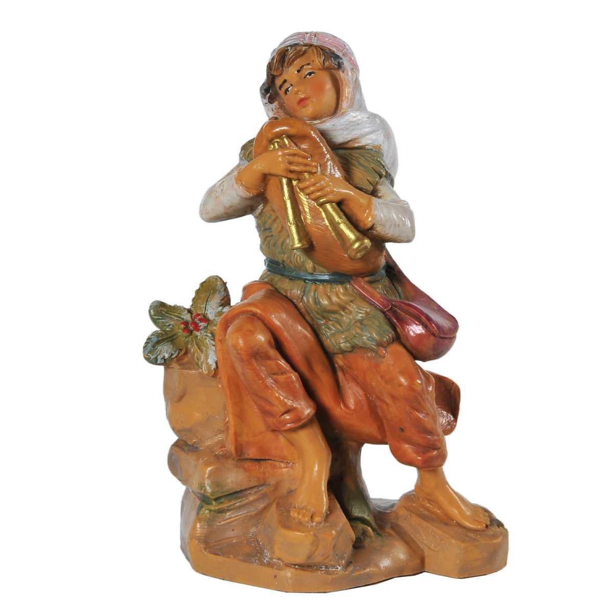 Statua cm.12 Pastore Josiah seduto con zampogna | Fontanini