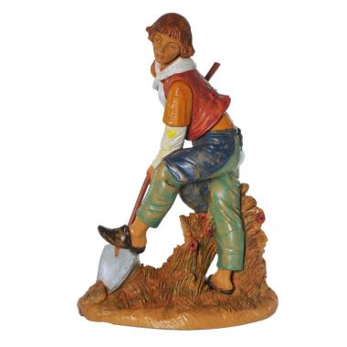 Statua presepe 30 cm pastore con vanga