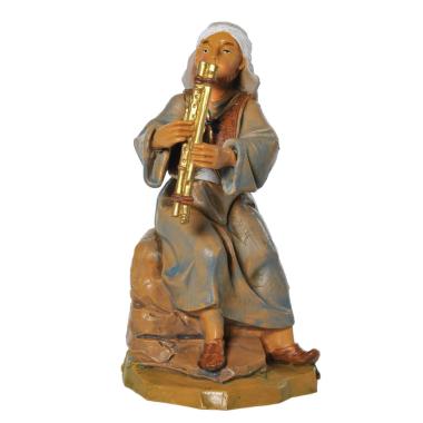 Statua presepe 12 cm pastore con il flauto