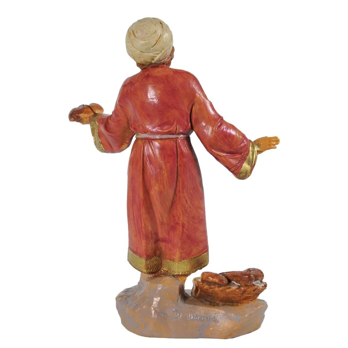 Statua presepe 12 cm pastore con pane