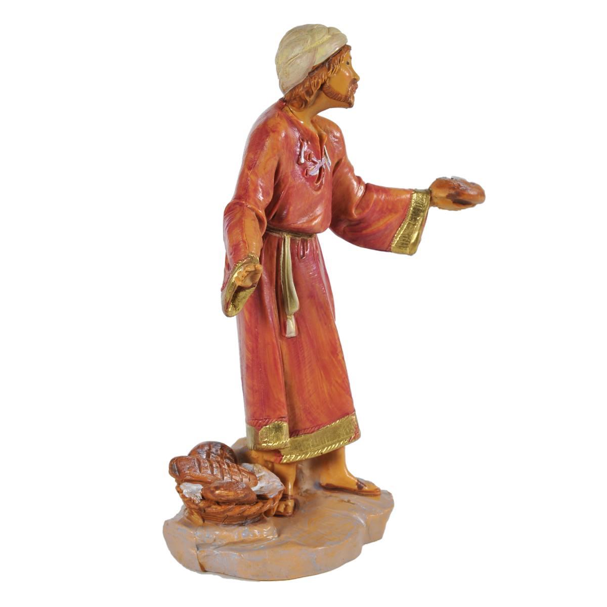 Statua presepe 12 cm pastore con pane