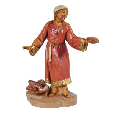 Statua presepe 12 cm pastore con pane
