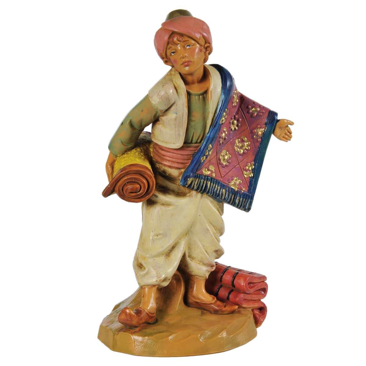 Statua presepe 12 cm pastore venditore di tappeti