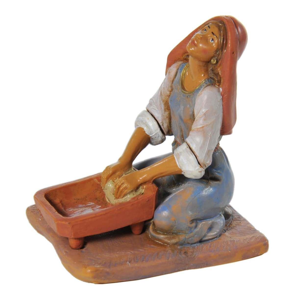 Statua cm.12 Pastorella in Ginocchio che Impasta | Fontanini