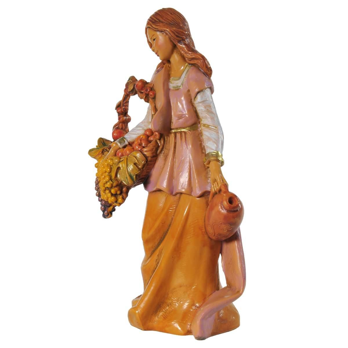 Statua cm.12 Pastorella con Cesta Frutta | Fontanini